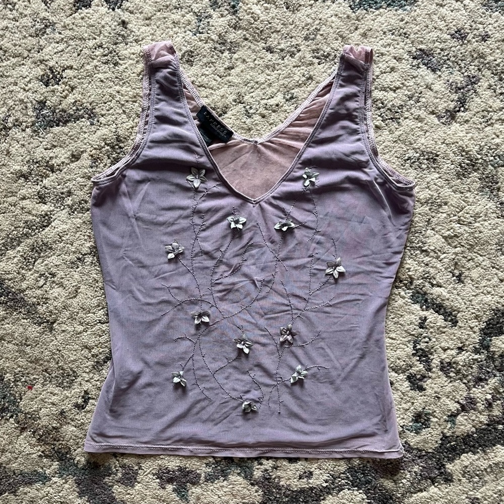 Express Lavender Embellished Tank Top